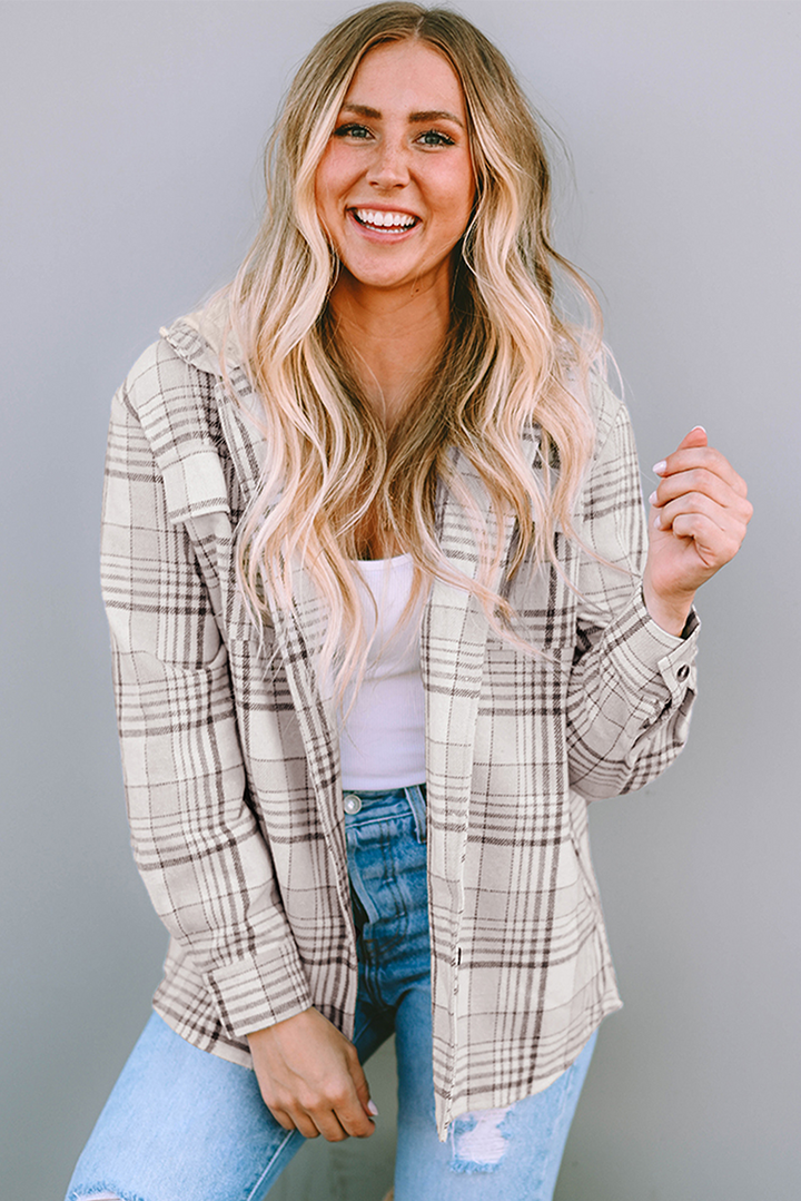 Trailblazer Neutral Plaid Hooded Shacket 🤎🧥