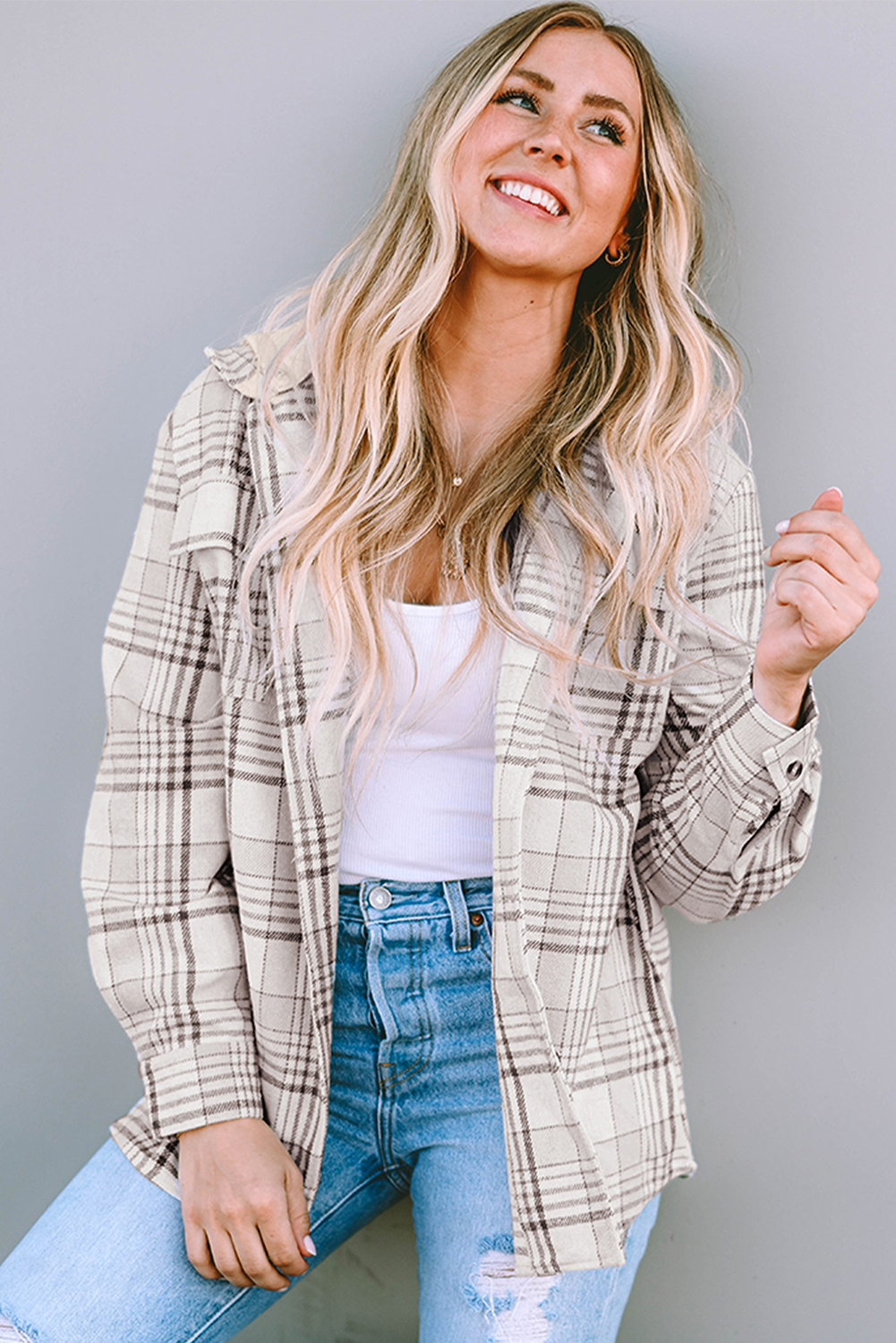 Trailblazer Neutral Plaid Hooded Shacket 🤎🧥