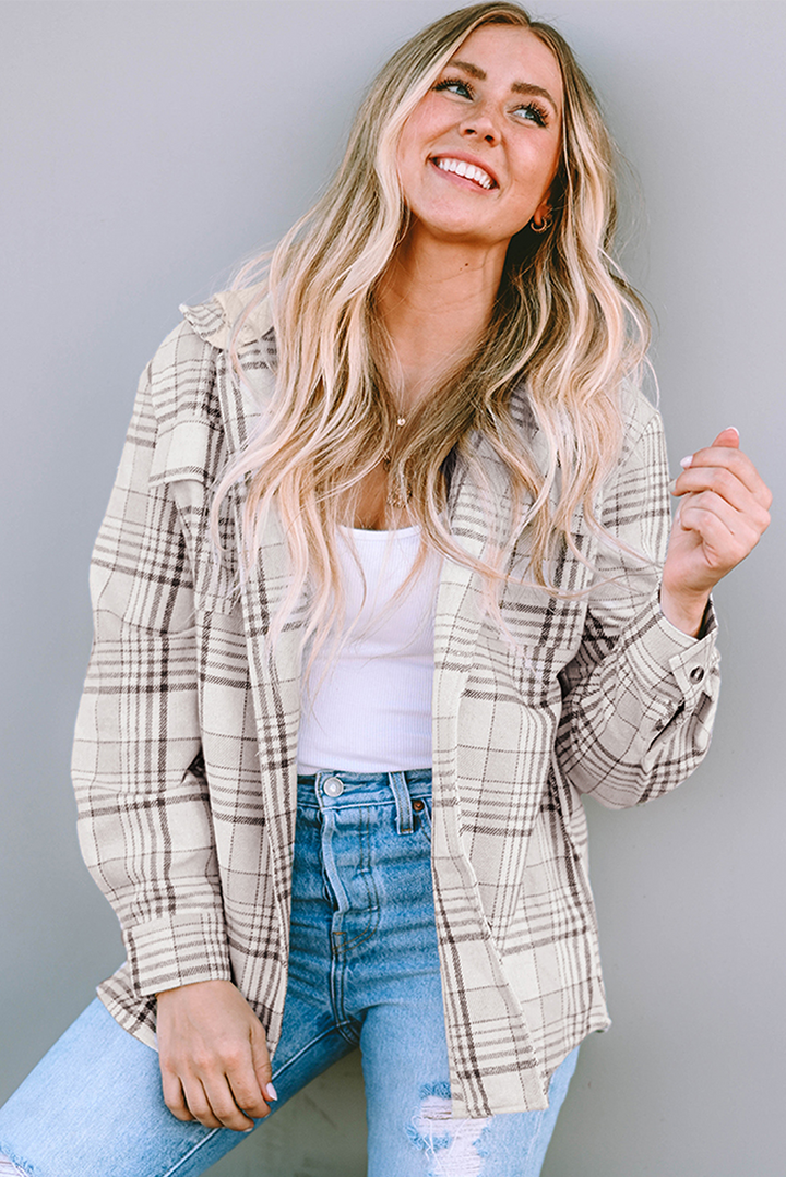 Trailblazer Neutral Plaid Hooded Shacket 🤎🧥