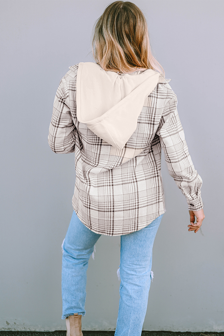 Trailblazer Neutral Plaid Hooded Shacket 🤎🧥