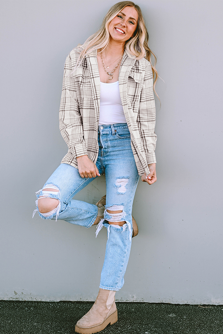 Trailblazer Neutral Plaid Hooded Shacket 🤎🧥