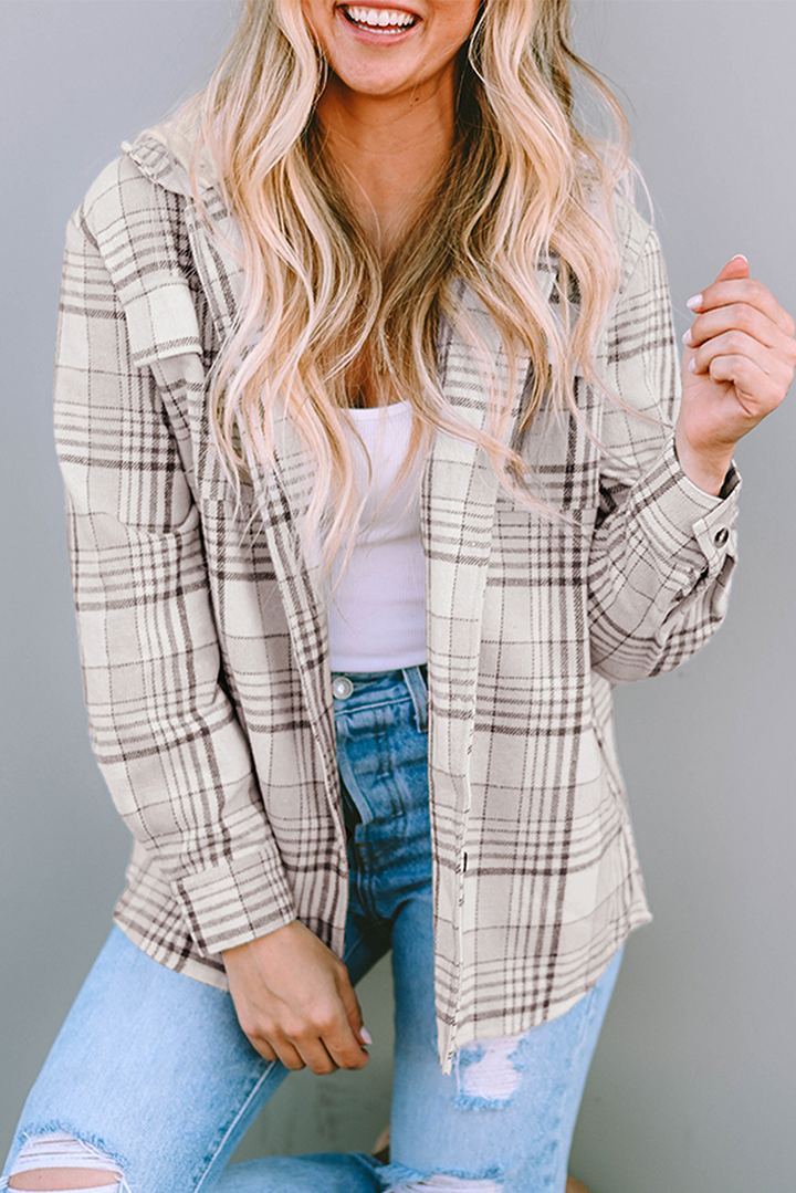Trailblazer Neutral Plaid Hooded Shacket 🤎🧥