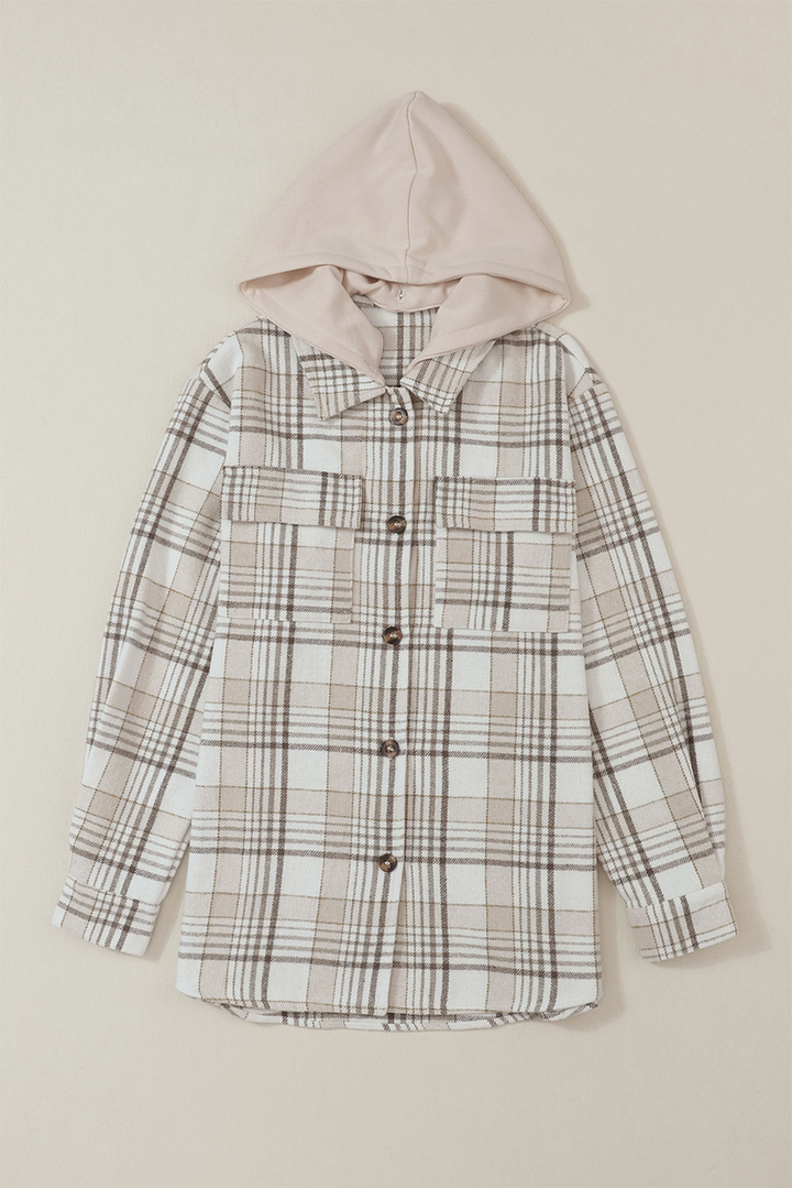 Trailblazer Neutral Plaid Hooded Shacket 🤎🧥
