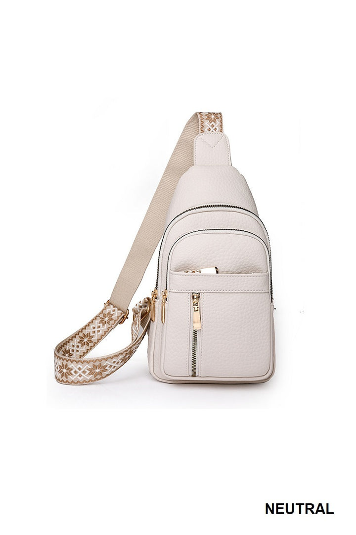 Quick-Change 2-Piece Textured Sling Crossbody (Bag + Strap)