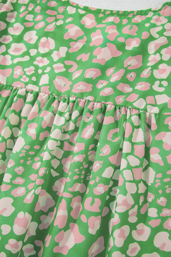 PLUS SIZE✨Garden Party Tassel Blouse – Mint Leopard