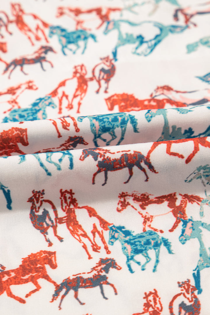 PLUS SIZE✨Wild & Free Mustang Print V-Neck Blouse 🐎✨