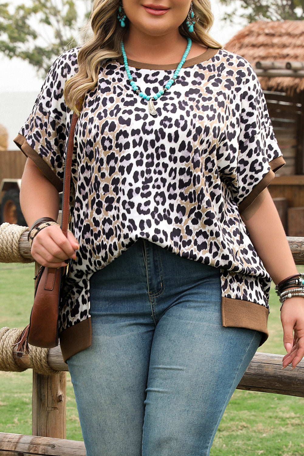 PLUS SIZE✨Wild Instinct Rib-Trim Leopard Top 🐆