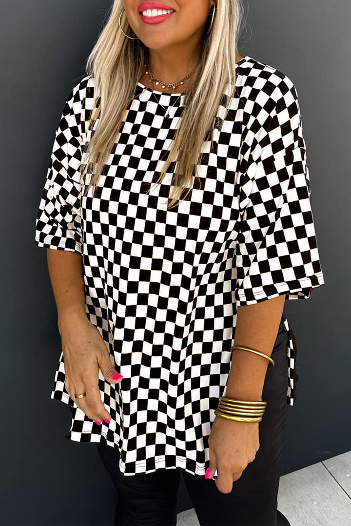 PLUS SIZE✨🏁 Photo Finish Checkerboard Oversized Tee