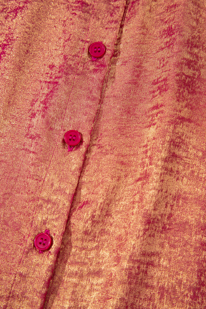 PLUS SIZE✨Sunset Shimmer Metallic Button-Up Top