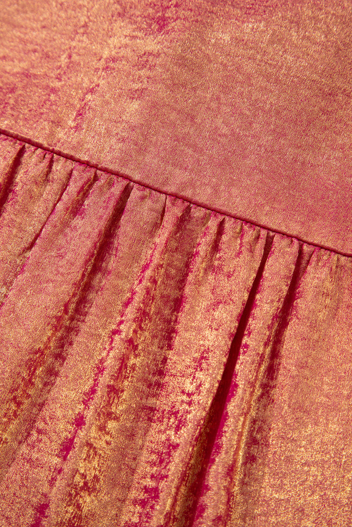 PLUS SIZE✨Sunset Shimmer Metallic Button-Up Top