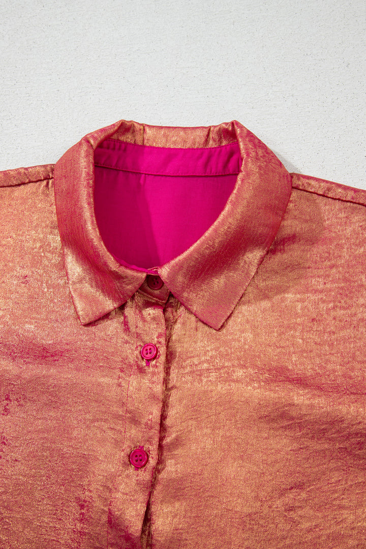 PLUS SIZE✨Sunset Shimmer Metallic Button-Up Top