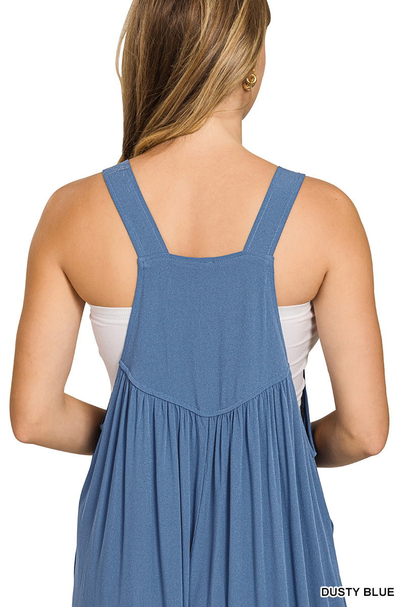 Zenana Mocha Cloud-Soft Wide-Leg Overall Jumpsuit-Mocha