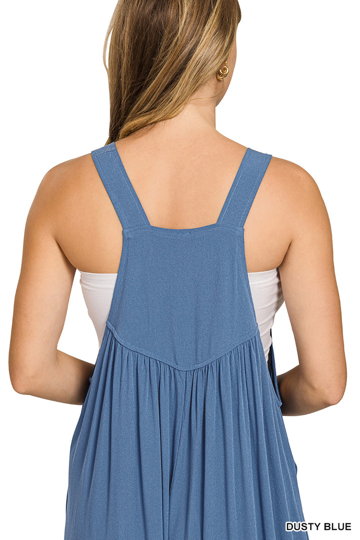 Zenana Mocha Cloud-Soft Wide-Leg Overall Jumpsuit-Mocha