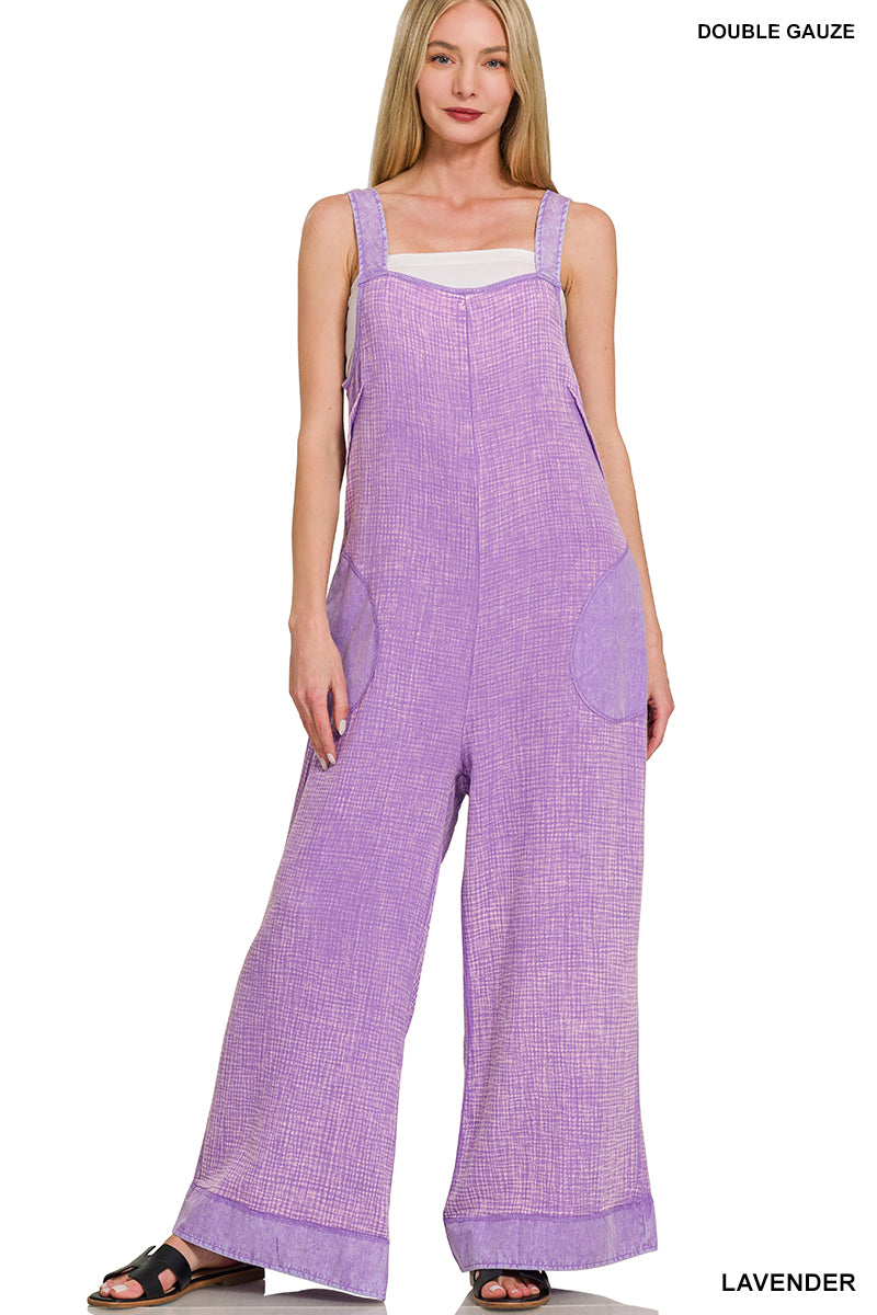 Zenana-Weekend Cloud Double-Gauze Overalls – Lavender 💜