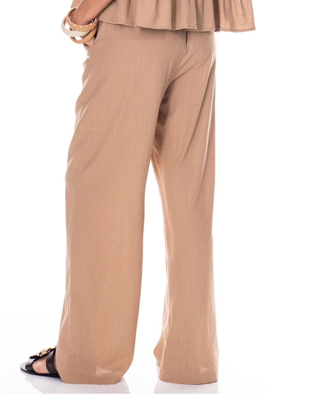 Galita Linen Blend Trousers – Zipper and Button Fly, Relaxed Wide Leg