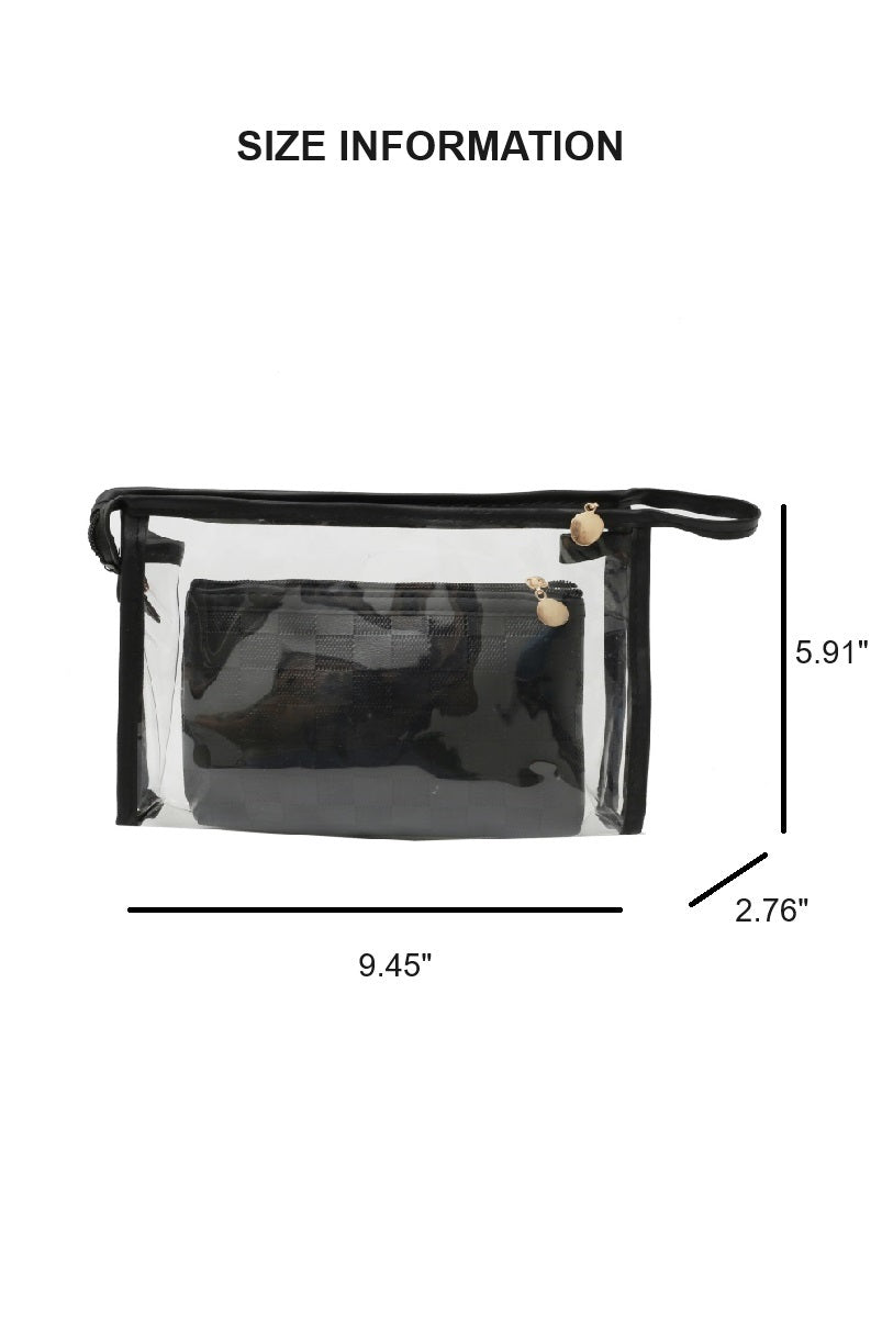 ClearView Chic—2-Piece Textured Travel Pouch Set