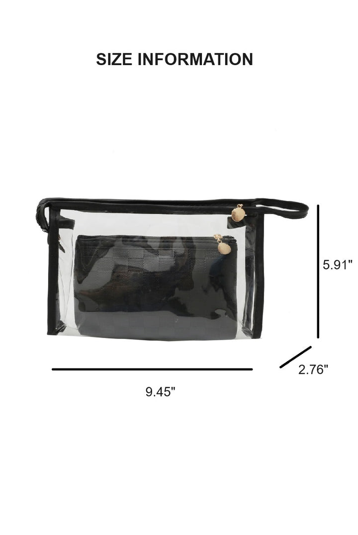 ClearView Chic—2-Piece Textured Travel Pouch Set