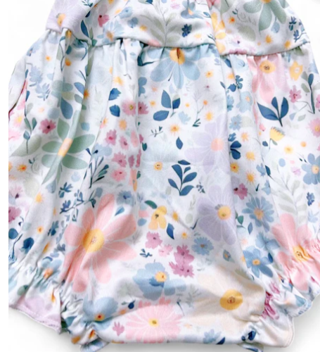 Pastel Bloom Bow-Tie Bubble Romper