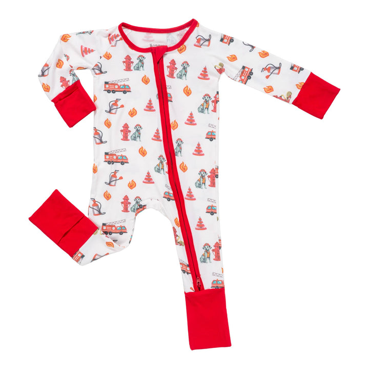 Fireman Baby Bamboo Pajamas, 2-Way Zipper Romper