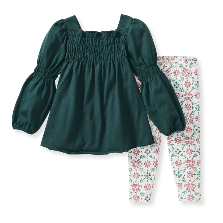 Burt's Bees Baby - Poinsettia Fair Isle Organic Tunic & Pants Set