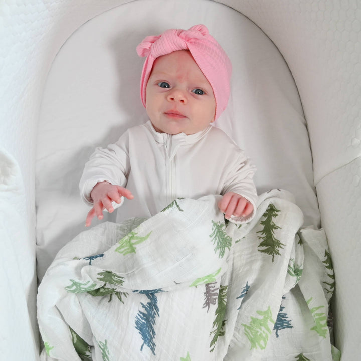 Evergreen Pine Tree Muslin Swaddle Baby Blanket