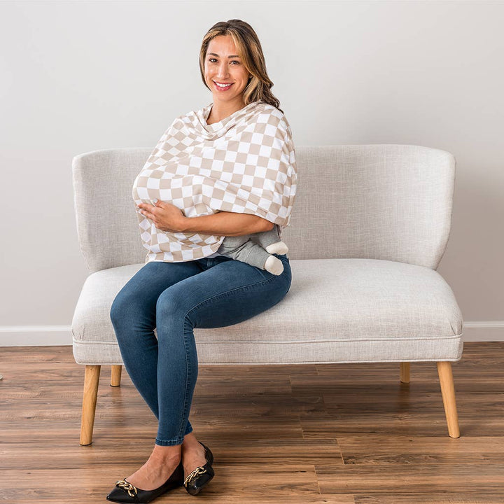 Itzy Ritzy - *NEW* Taupe Checkerboard Mom Boss™ 4-in-1 multi-use cover