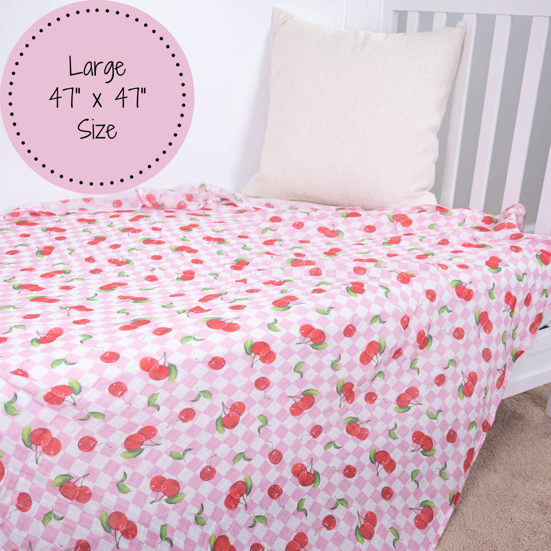 Cherry on Top Baby Muslin Swaddle Blanket