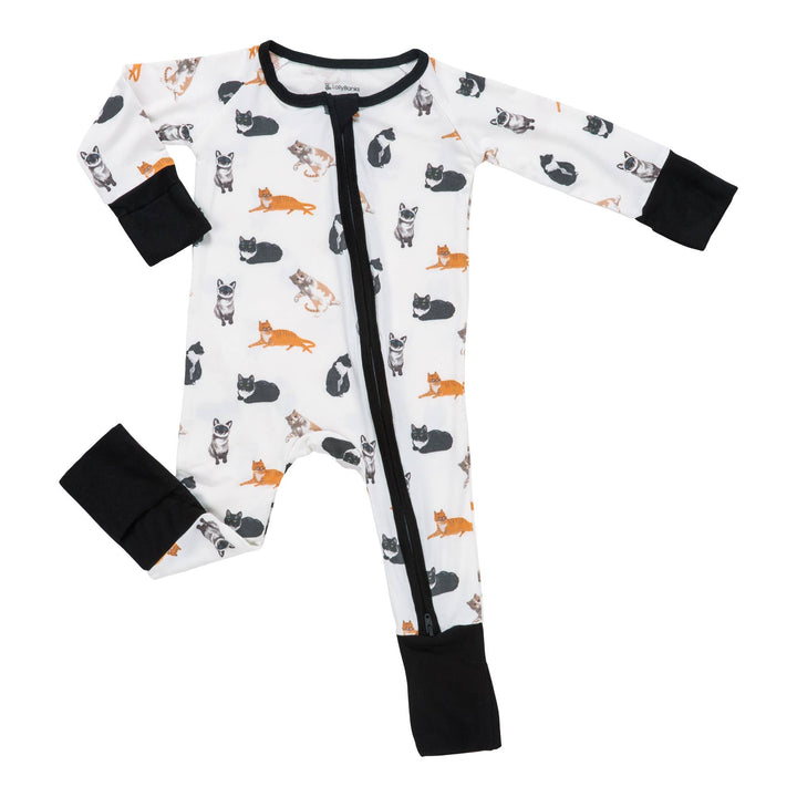 Here Kitty Kitty Baby Bamboo Pajamas, 2-Way Zipper Romper