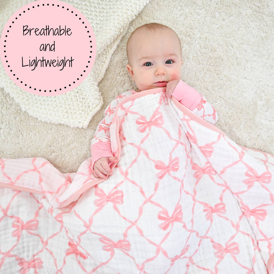 Beautiful Bows Baby Toddler Muslin Quilt