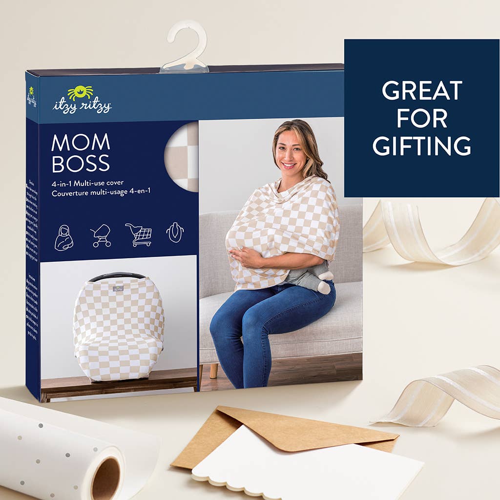 Itzy Ritzy - *NEW* Taupe Checkerboard Mom Boss™ 4-in-1 multi-use cover