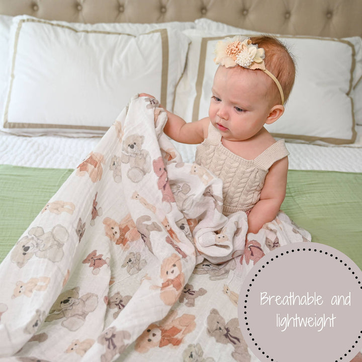 Bear Hugs Baby Muslin Swaddle Blanket