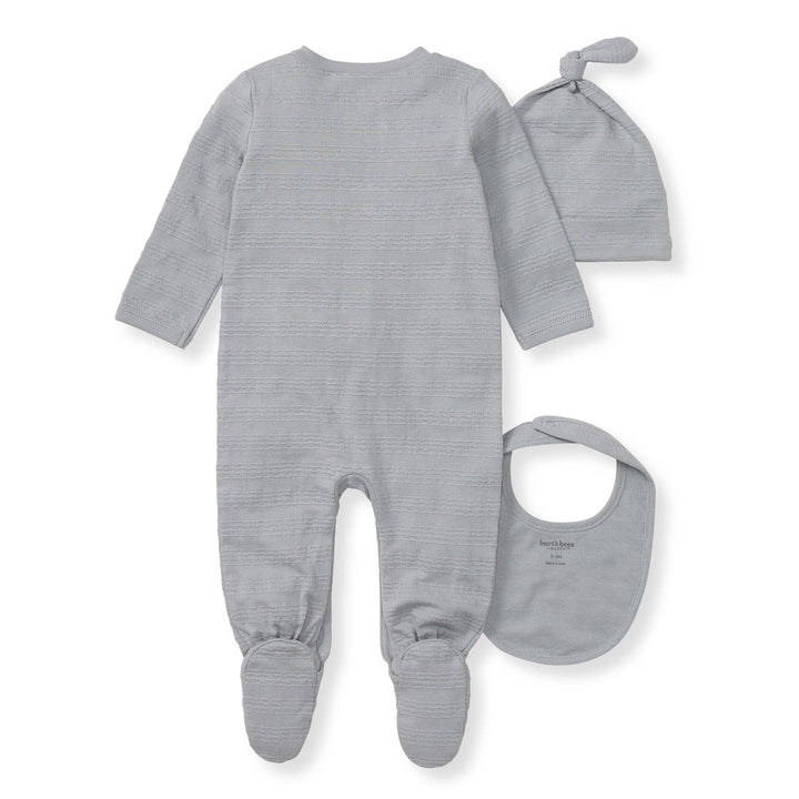 Burt's Bees Baby - Organic Cotton Jumpsuit, Bib & Hat 3 Piece Set - Quarry