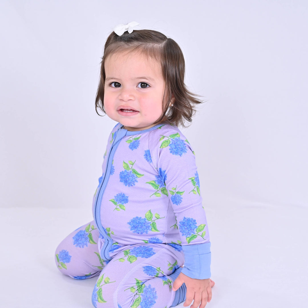 You Had Me At Hydrangea Baby Bamboo Pajamas, 2 Way Zipper