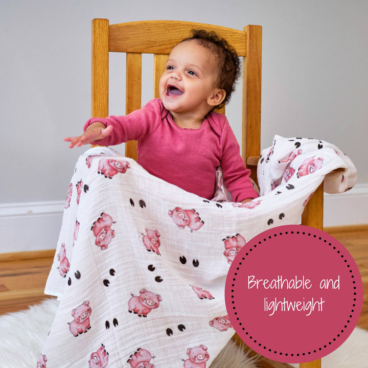 Pig- Oink Oink Muslin Swaddle BAby Blanket