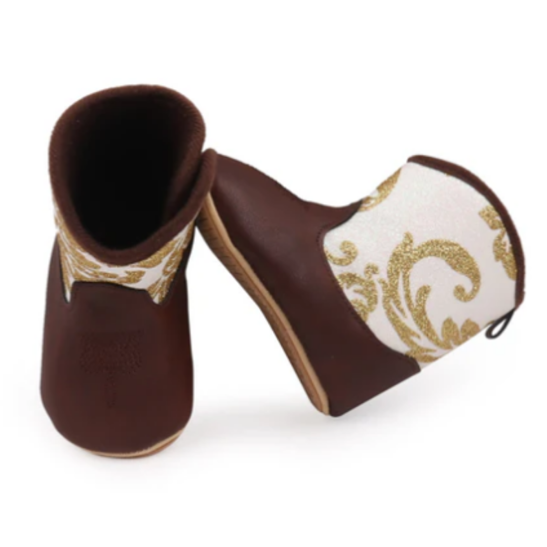 Sparkly Infant Girls Western Boots With Velcro Closure 6-12 Months