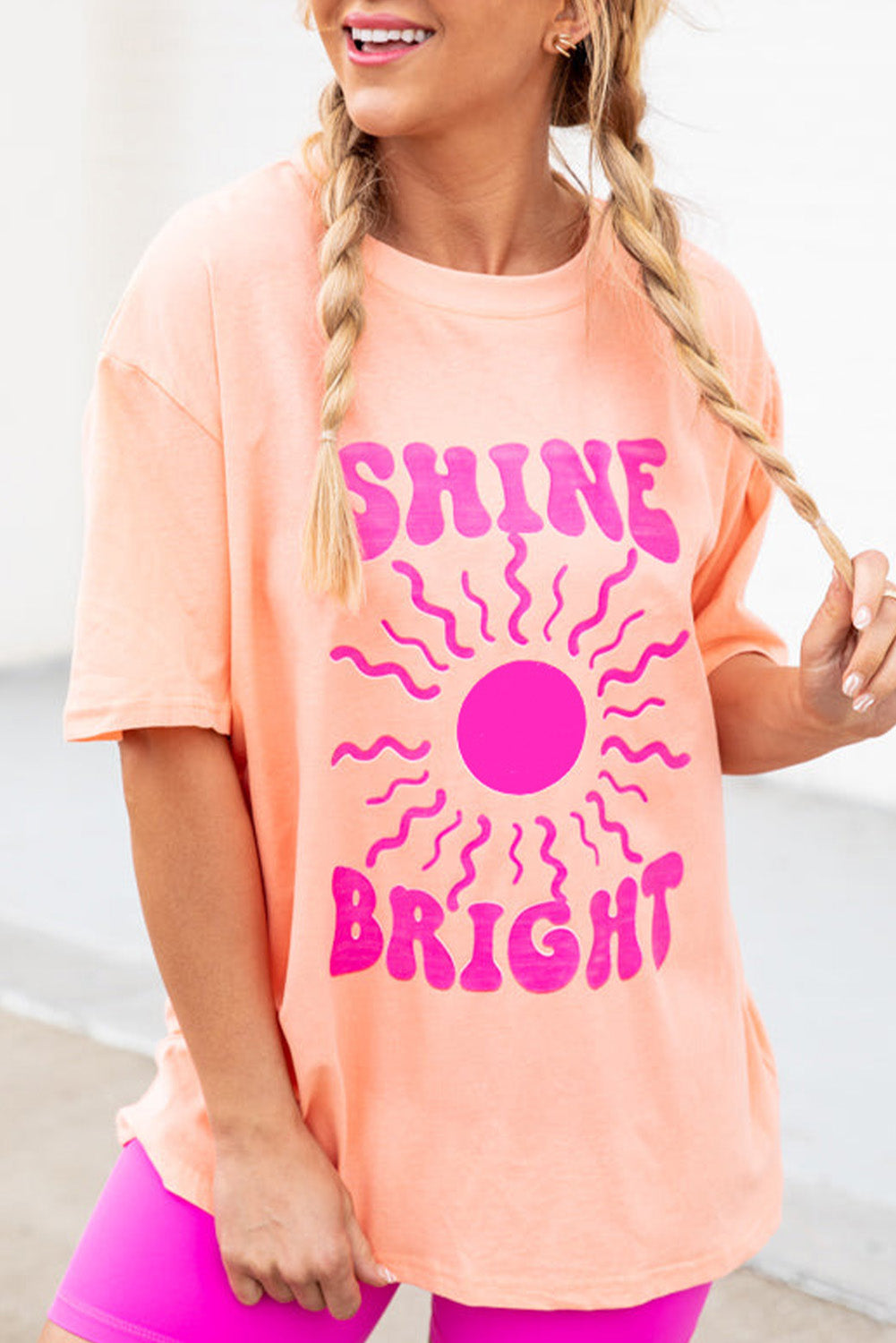 Peach SHINE BRIGHT Sunshine Graphic Casual Tee