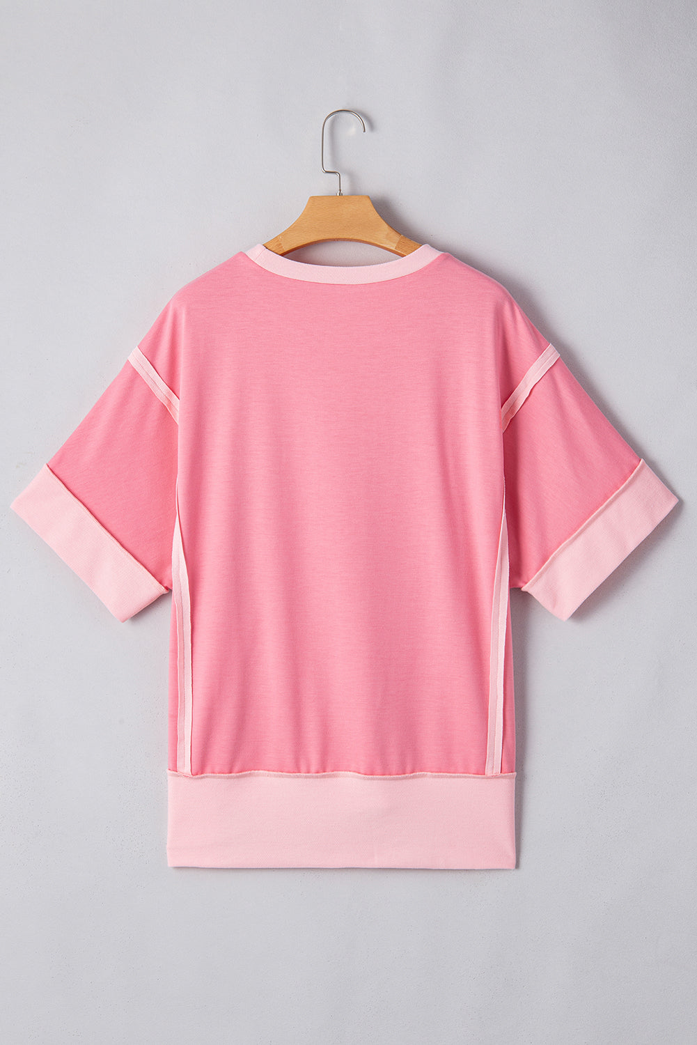 Rose Blossom Half Sleeve Raw Seam High Low Side Split Top