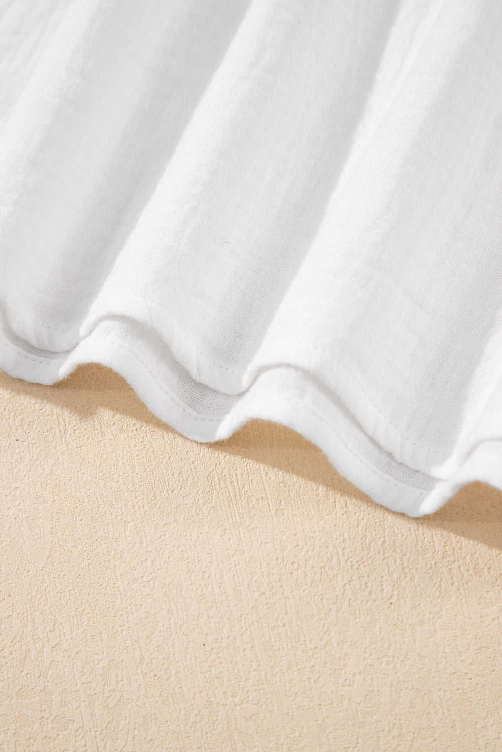 Winter White Lace Back Crochet Button Back V Neck Blouse