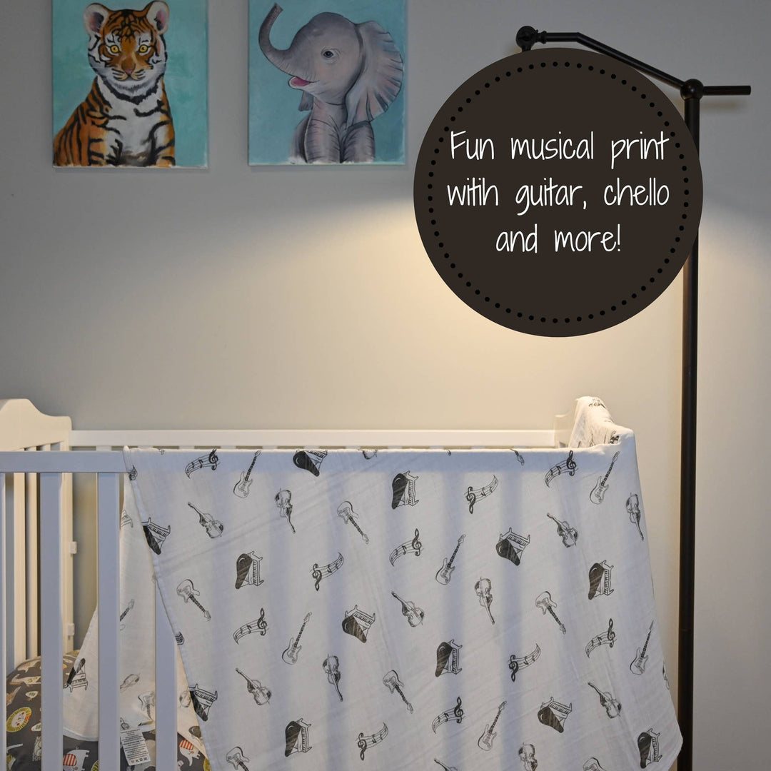 Music Muslin Swaddle Baby Blanket