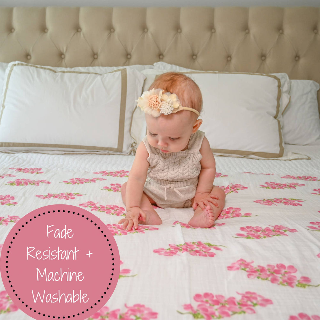 Dogwoods In Bloom Muslin Swaddle Baby Blanket