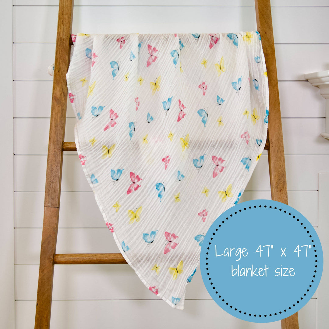 Butterfly Kisses Muslin Swaddle Baby Blanket