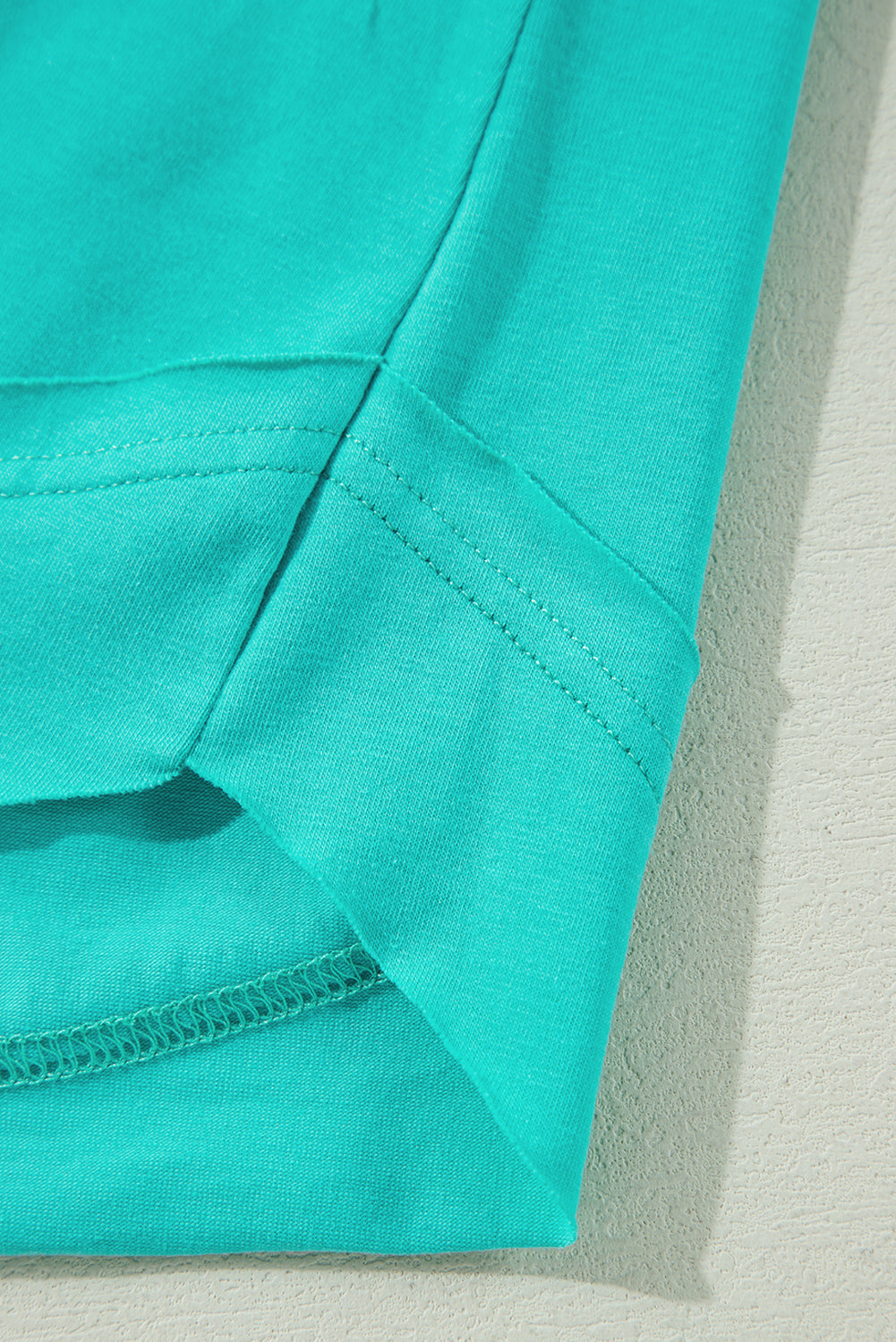 Island Aqua Solid Color Half Sleeve Buttons Henley Top