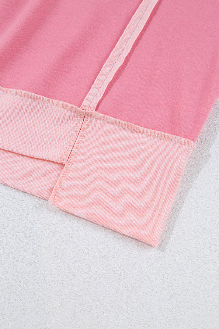 Rose Blossom Half Sleeve Raw Seam High Low Side Split Top