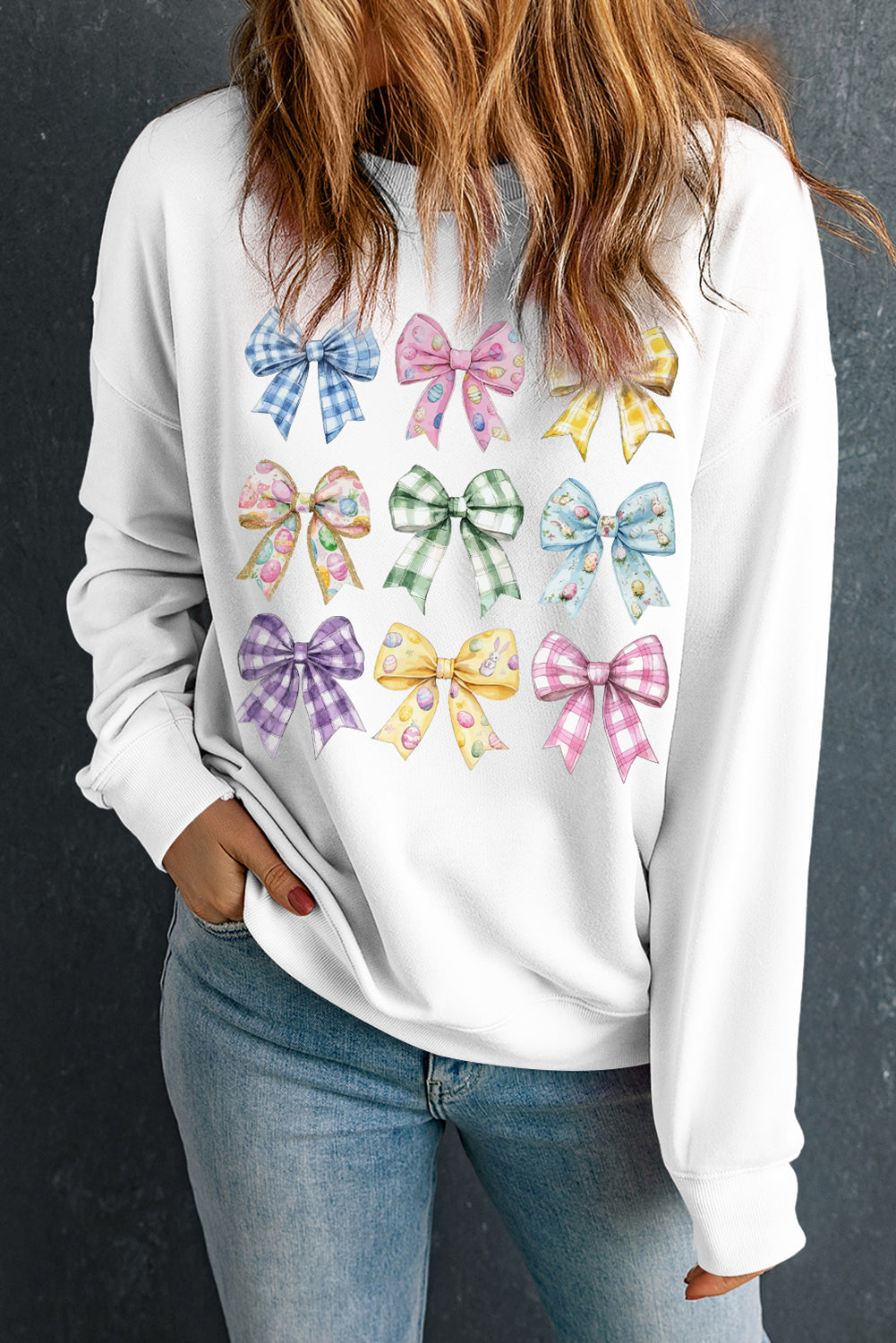 White Easter Bows Crewneck Sweatshirt