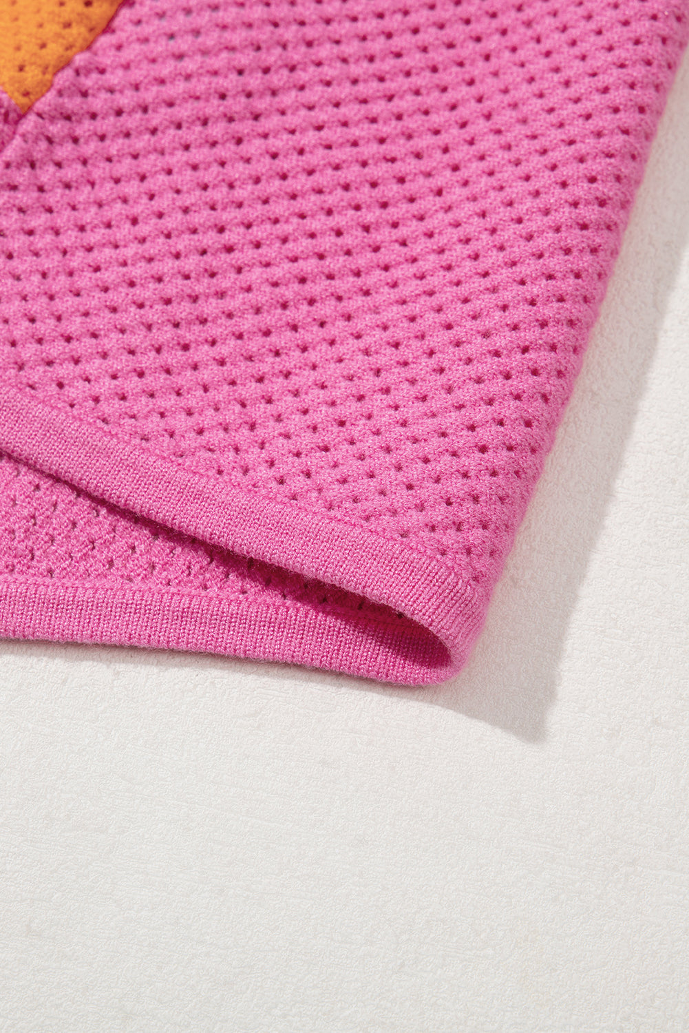 Vibrant Color Block Eyelet Casual Sweater