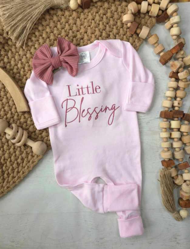 💗 “Little Blessing” Embroidered Infant Romper – Sweet, Cozy &  Meaningful 💗