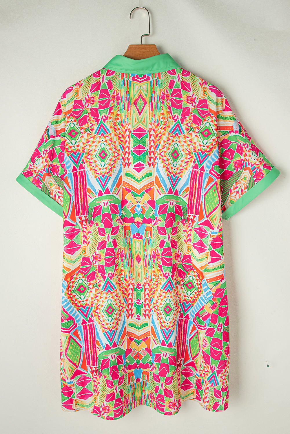 Geometric Neon Print Contrast Short Sleeve Shirt Dress
