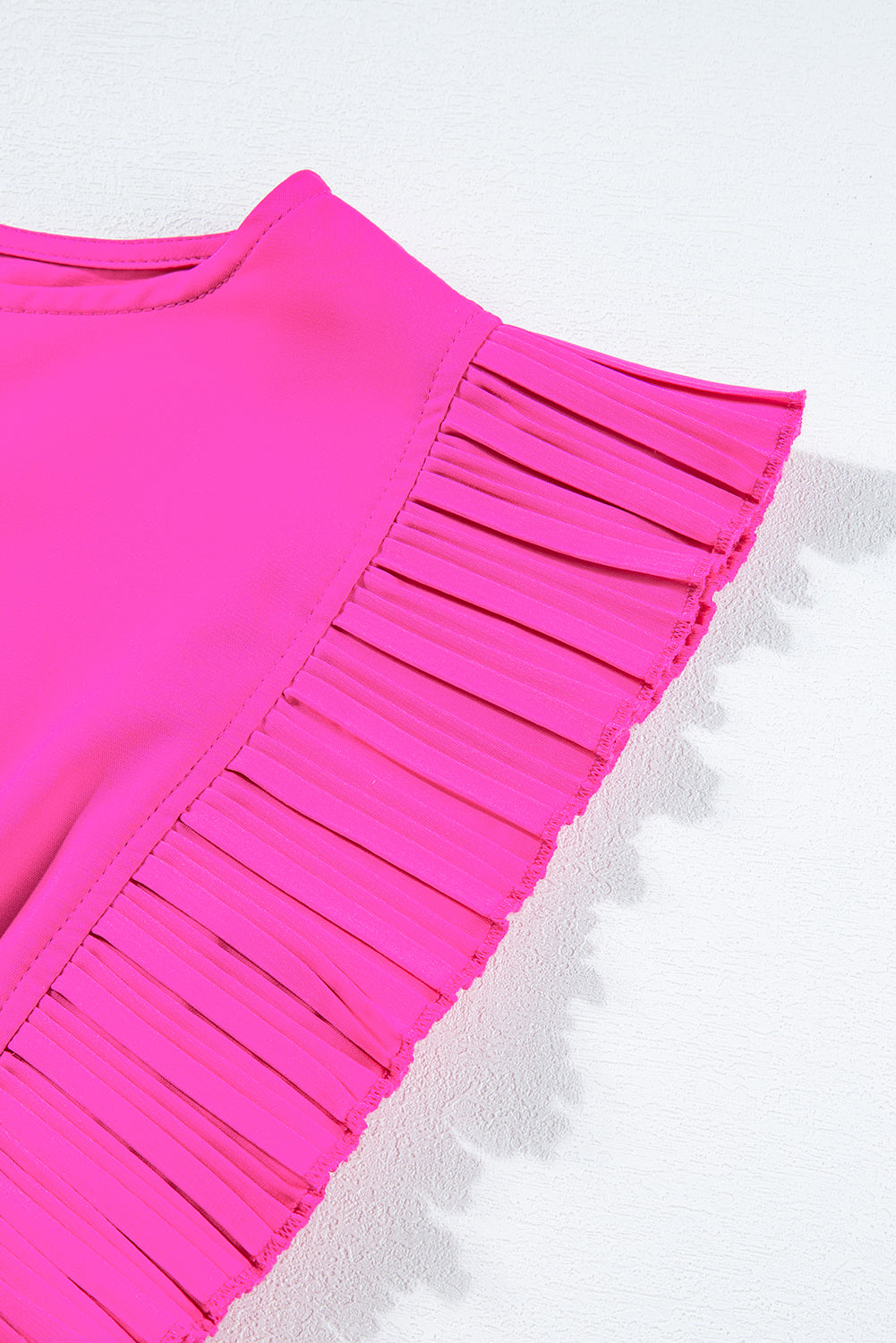 Hot Pink Pleated Layered Flutter Mini Dress