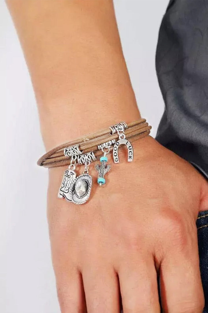 Western Themed Multi-Layered Charm Bracelet
