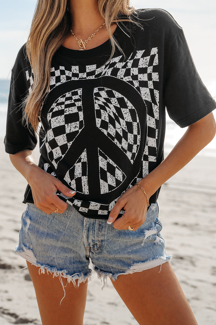 Checkerboard Peace T Shirt